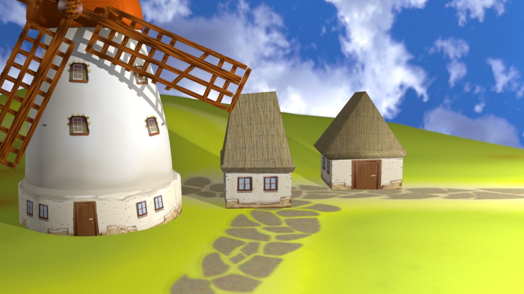 Cartoon windmill and house preview image 1